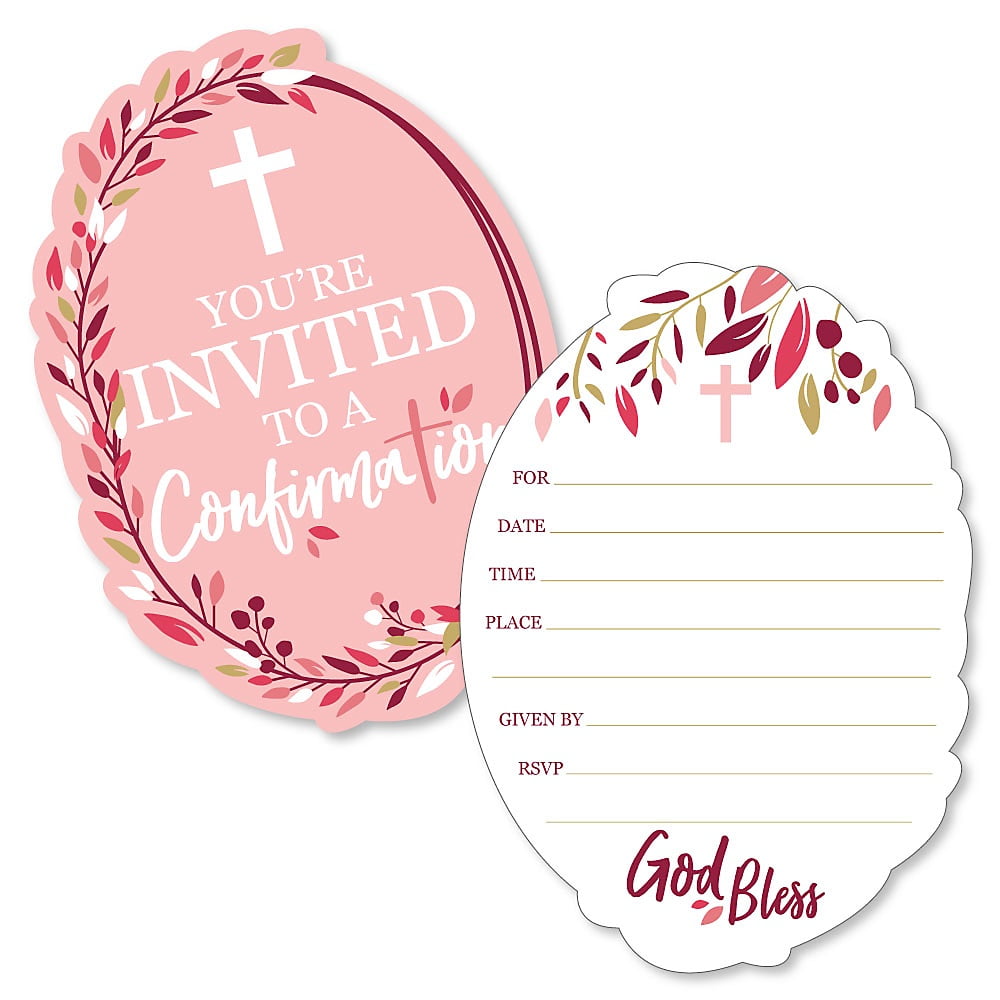 Details about   Sweet Christening Cross pink Religious Party Invitations Thank You Notes 