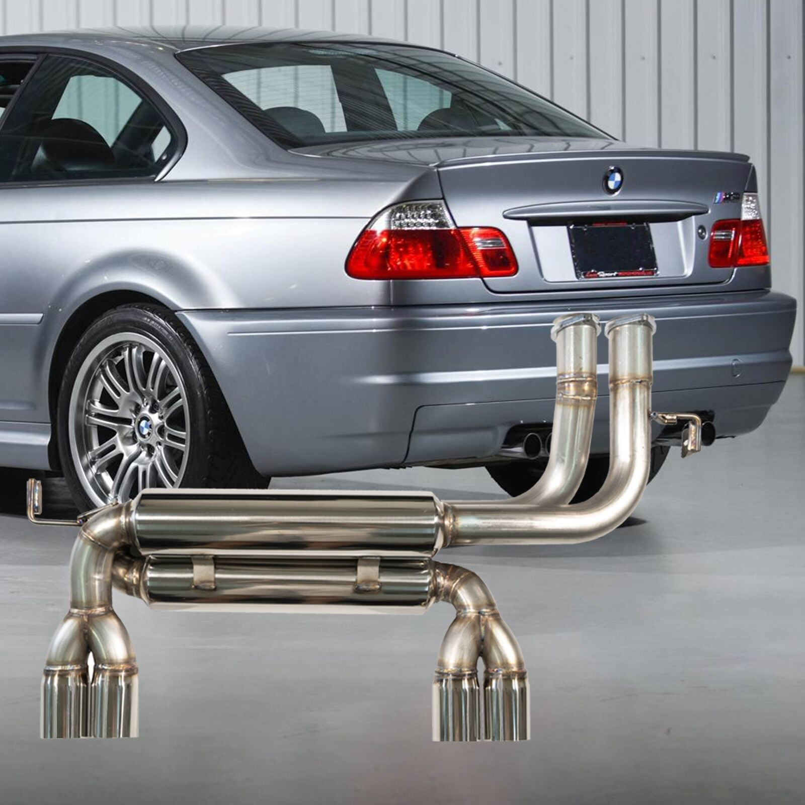 HZ Axleback Exhaust For BMW E46 M3 01-06 3.2L Stainless Steel exit 3 ...