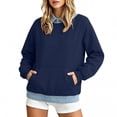 thumbnail image 7 of Frostluinai Sweatshirts with Jean Collared Women Denim Hem Patckwork Pullover Tops Long Sleeve Lightweight Fleece Line Sweat Shirts with Pocket S-XXL, 7 of 7