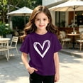 thumbnail image 4 of Kids Girls Purple Heart Print T-Shirt Soft Cotton Crewneck Casual Graphic Tee,Size 10 T, 4 of 5
