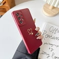 thumbnail image 6 of Heart Phone Case for Samsung Galaxy A53 5G,Samsung Galaxy A53 5G Case with Gold Plated Heart Pattern for Women Girls,Luxury Cute Side Soft Liquid Silicone Shockproof TPU Protective Case,Brown, 6 of 6