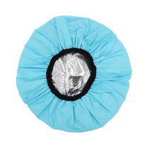 Unique Bargains 1 Pc Women Portable Shower Cap for Bathroom Hotel Vacation Business Travel Blue Satin EVA