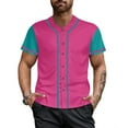 thumbnail image 2 of Pink Baseball Jersey for Men Hip Hop Hipster Button Down Shirts Sports Uniforms, 2 of 5