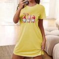 thumbnail image 2 of Chemises de Nuit pour Femmes, Manches Courtes, Robe de Nuit Douce, Robe de Nuit Classique, Manches Courtes, Imprimé, Jaune G, 2 of 5
