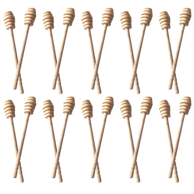Paquete de 20 varita de peine de miel, mango de mezcla, cuchara, palo largo de madera, suministros de llovizna, utensilios de cocina fáciles de usar, diseño único Inevent HA012304-00