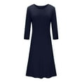 thumbnail image 5 of Hfyihgf Women's Fall Casual 3/4 Sleeve Dresses Crewneck Empire Waist Loose A-Line Flare Midi Dress Z1-Navy XXL, 5 of 9