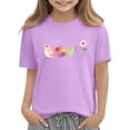 thumbnail image 6 of Girls Graphic T-Shirt Cute Love Bird Floral Print Cotton Short Sleeve Tee Soft Casual Kids Tops for Kids & Big Girls,Size 4 T, 6 of 9