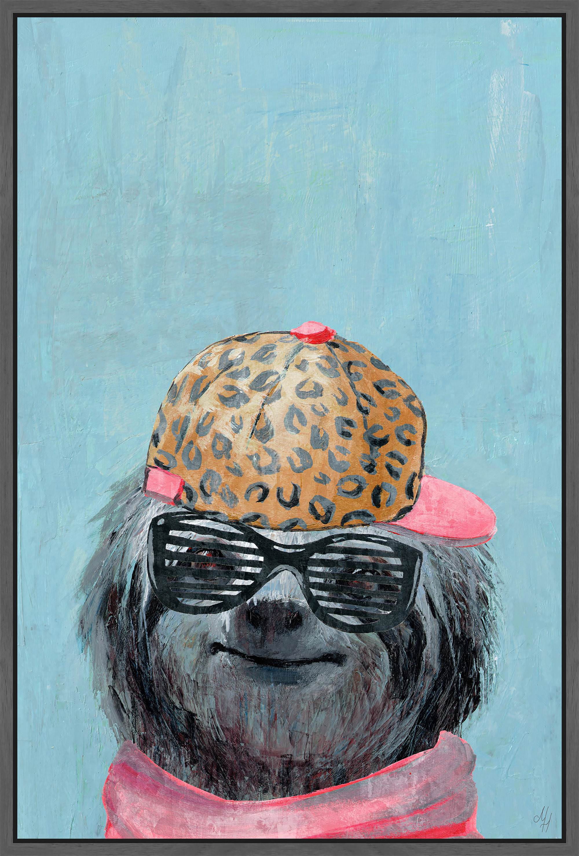 Hipster Sloth Floater Framed Painting Print on Canvas