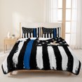 thumbnail image 3 of Full Quilt Set 78''x90'', Blue American Flag Lightweight Summer Bedspread Coverlet Set with 2 Pillow Shams, Black White Stars Stripe US Flag Breathable All Season Quilt Bedding for Bedroom/Guest Room, 3 of 9