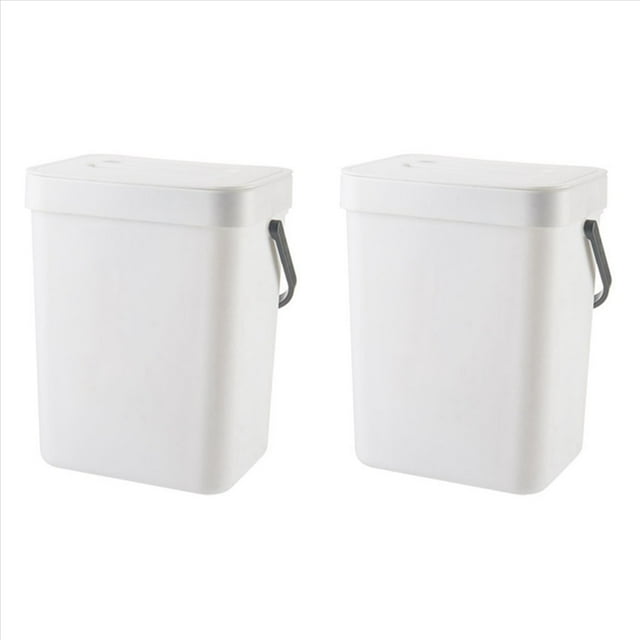 2X Cubo de Basura de Cocina de 1,3 Galones con Tapa Debajo del Cubo de Basura de Alimentos de Basura de Cuarto de Baño Pequeño Y Liviano, Blanco