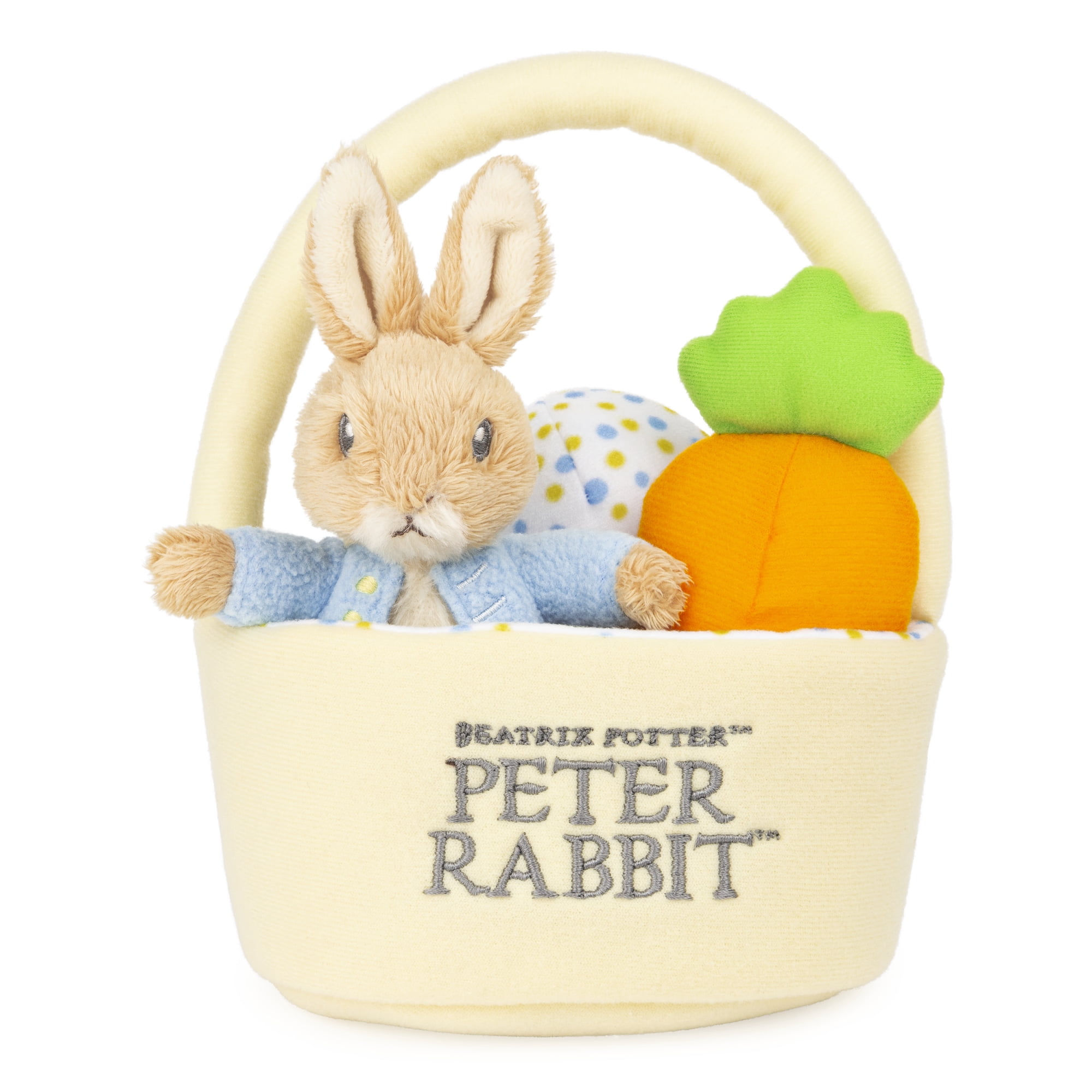 GUND Beatrix Potter Peter Rabbit Easter Basket Sensory Toy Playset, 4-Piece Plush Toy Playset for Ages 1 and Up, 8.5”
