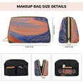 thumbnail image 5 of Large Clutch Leather Makeup Bag, Orange Line Art Travel Toiletries Bag, Ladies Cosmetic Storage Bag, 5 of 8