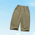 thumbnail image 4 of Juslio Girls Capris Summer Mid To Large Children's Functional Cropped Protection and Cool Children's Casual Student（Khaki Capris， 15 Years）, 4 of 4