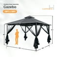 thumbnail image 6 of HAPPATIO Patio Gazebo 12' X 12', Ventilated Double Roof & Mosquito Netting, Outdoor Gazebo with Metal Frame, Soft Top Canopy for Backyard, Deck, Poolside, 6 of 8