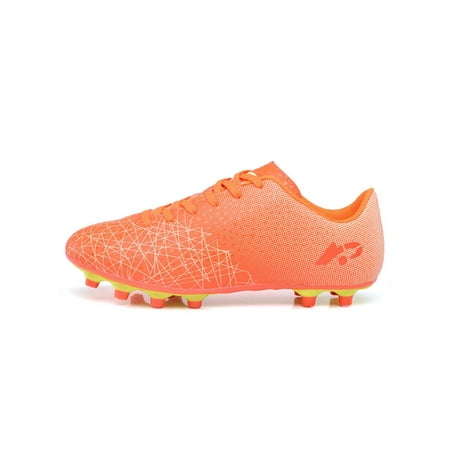 

Lacyhop Boys Girls Football Shoes Lace Up Soccer Cleats Firm Ground Athletic Shoe Training Comfort Trainers Lightweight Sport Orange Long Cleats 6Y