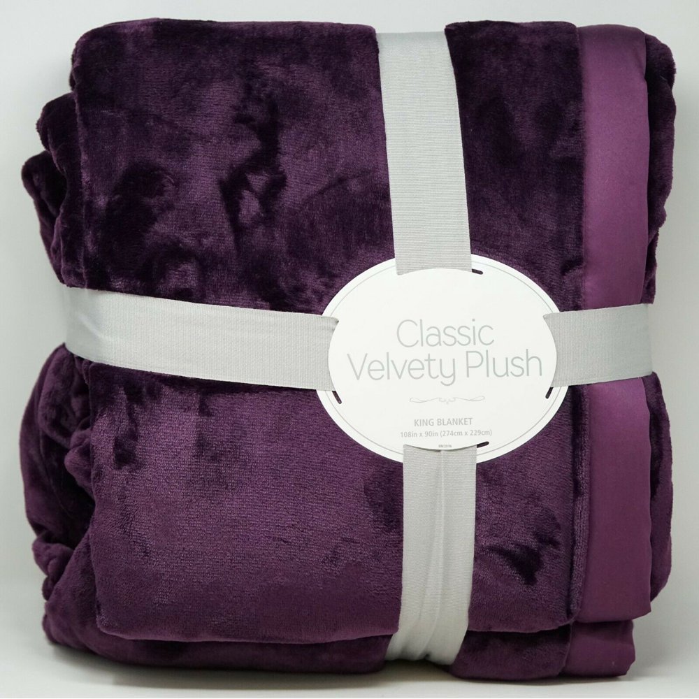 Berkshire Classic Velvety Faux Fleece Plush Blanket KING Eggplant