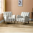 thumbnail image 6 of Stripe Accent Chair, Tina's Home Wood Leg Armchair Living Room Bedroom Adult Set of 2, Tan Stripe, 6 of 6