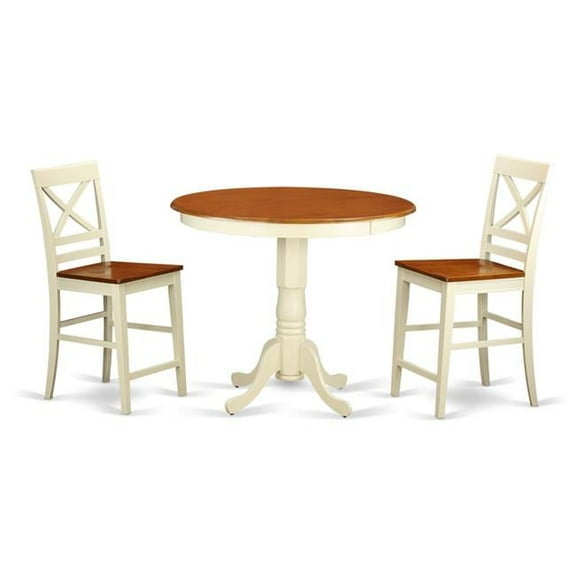 Pub Table & 2 Dining Chairs, White Finish