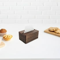 Hytrove 1Pack Tissue Box Cover Rectangle Dark Brown Wood For Living Room Decor