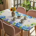 thumbnail image 3 of Blue Hydrangea Table Cloths for 6 Foot Rectangle Tables, Linen Texture Butterfly Spring Floral Patio Waterproof Elastic Fitted Tablecloths, Washable Rectangular Table Cover for Camping, 3 of 8