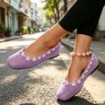 thumbnail image 4 of Wensltd Women Flat Shoes Casual Shoes Floral Trim Square Toe Daily Walking Shoes Purple, 4 of 8