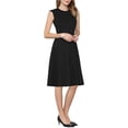 thumbnail image 4 of INSPIRE CHIC Women's Sleeveless Dress A Line Crew Neck Business Work Flare Dresses S Black, 4 of 5