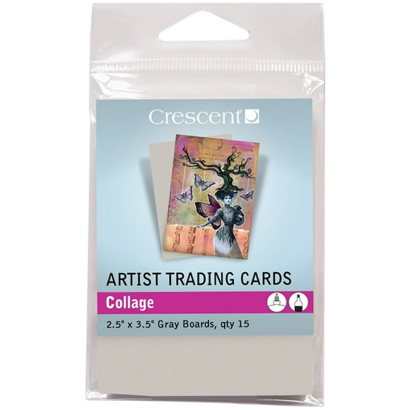 Crescent Cardboard Artist Collage Trading Cards (15 Pack), 2.5" by 3.5"