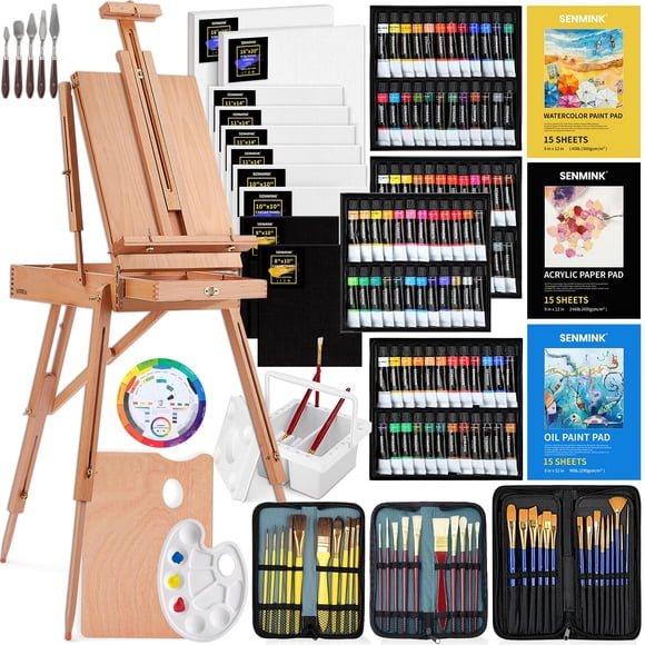 Set de pintura Senmink de 196 piezas con acrílicos, óleos y acuarelas