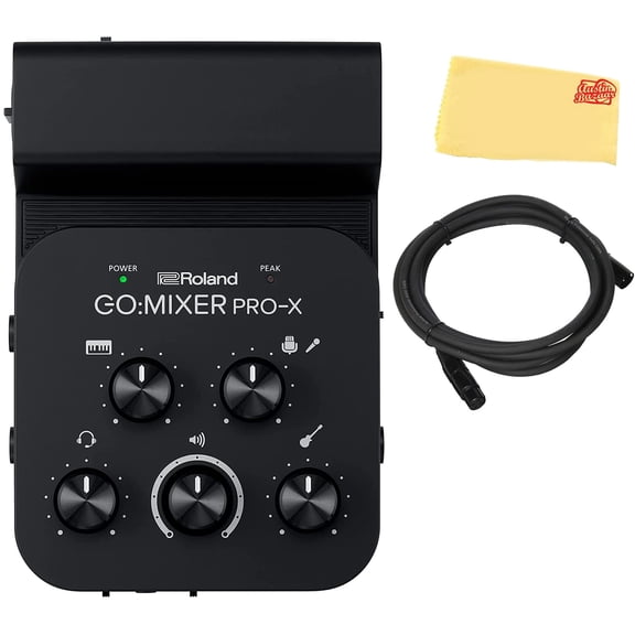 Roland GO:MIXER PRO-X Audio Mixer for Smartphones Bundle with Microphone Cable and Austin Bazaar Polishing Cloth
