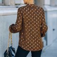 thumbnail image 4 of Camisa de manga larga estampada para mujer, camisa de gasa de manga larga informal a la moda con cuello levantado para compras en la oficina, 4 of 6