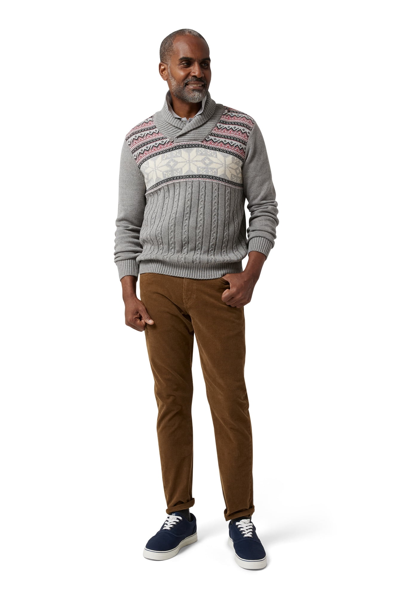 Chaps Men's & Big Men's Twist Textured Shawl Collar Sweater