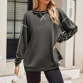 thumbnail image 2 of Penkiiy Chandails Surdimensionnés pour Femmes Manches Longues Col Rond Chandail Hauts Automne Hiver 2024 Tendance Fermeture à Glissière Latéral Sortie Chandails à Capuchon m Gris Foncé, 2 of 7