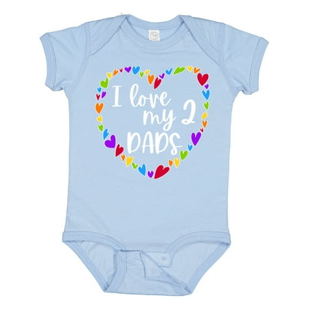 

Inktastic I Love My Two Dads- Pride Rainbow Hearts Gift Baby Boy or Baby Girl Bodysuit