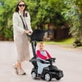 thumbnail image 4 of Gymax Voiture Pousse-Pousse 3-en-1 pour Tout-Petit avec Auvent Ajustable, Rangement sous le Siège, Sons Réalistes, Noir, 4 of 10
