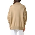 thumbnail image 3 of INSPIRE CHIC Women Pullover Sweaters Long Sleeve Mock Neck Loose Oversized Casual Sweater Tops 2025 2XL Khaki, 3 of 6