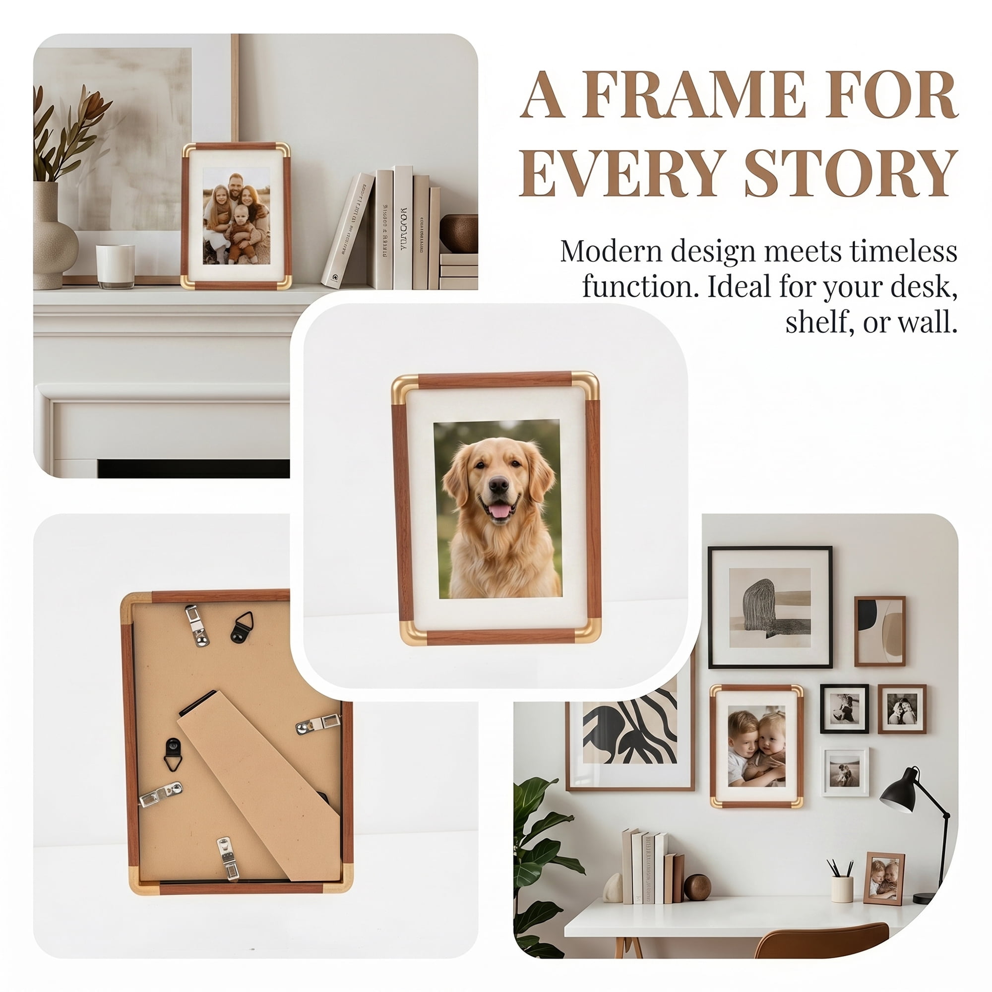 Unique Bargains Rounded Edge Minimalist Bauhaus Plastic Photo Frame Wood Red 5" x 7"