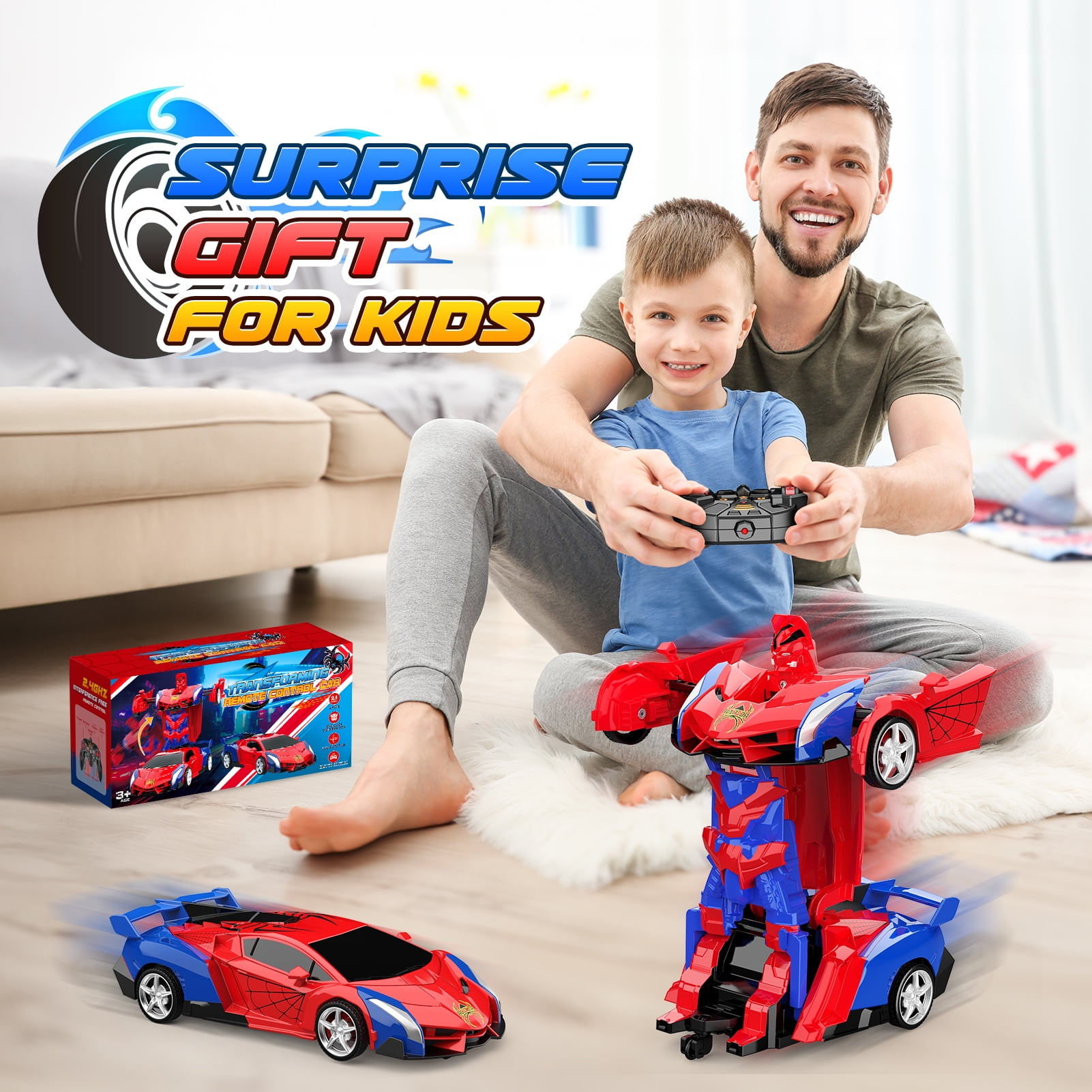 Remote Control Car, 3 4 5 6 7 8 Year Old Boys Gifts, Car Toys for 5-12 Year Old Boys, Transform RC Car for Boy Aged 3-8,Christmas Birthday Gifts