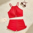thumbnail image 6 of MAIHAN Girls Swimsuit Two Piece Tankini Swimsuits with Boyshort Adjustable Ruched Bathing Suit Summer Swimwear(Red,13-14 Years), 6 of 7