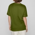 thumbnail image 3 of NAMTYQX Ladies Tops and Blouses Stretch Plus Size Soft Hawaiian Gemustert Short Sleeve Loose Patterns Round Neck Womens Graphic Tees Army Green Size 2XL, 3 of 4