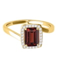 thumbnail image 2 of Mauli Jewels Rings for Women 1.10 Carat Emerald Shape Garnet And Diamond Ring prong 10K Solid Yellow Gold, 2 of 7