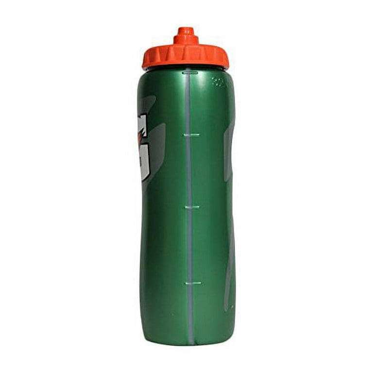 Green Gatorade squeeze water bottle with orange top 32 oz