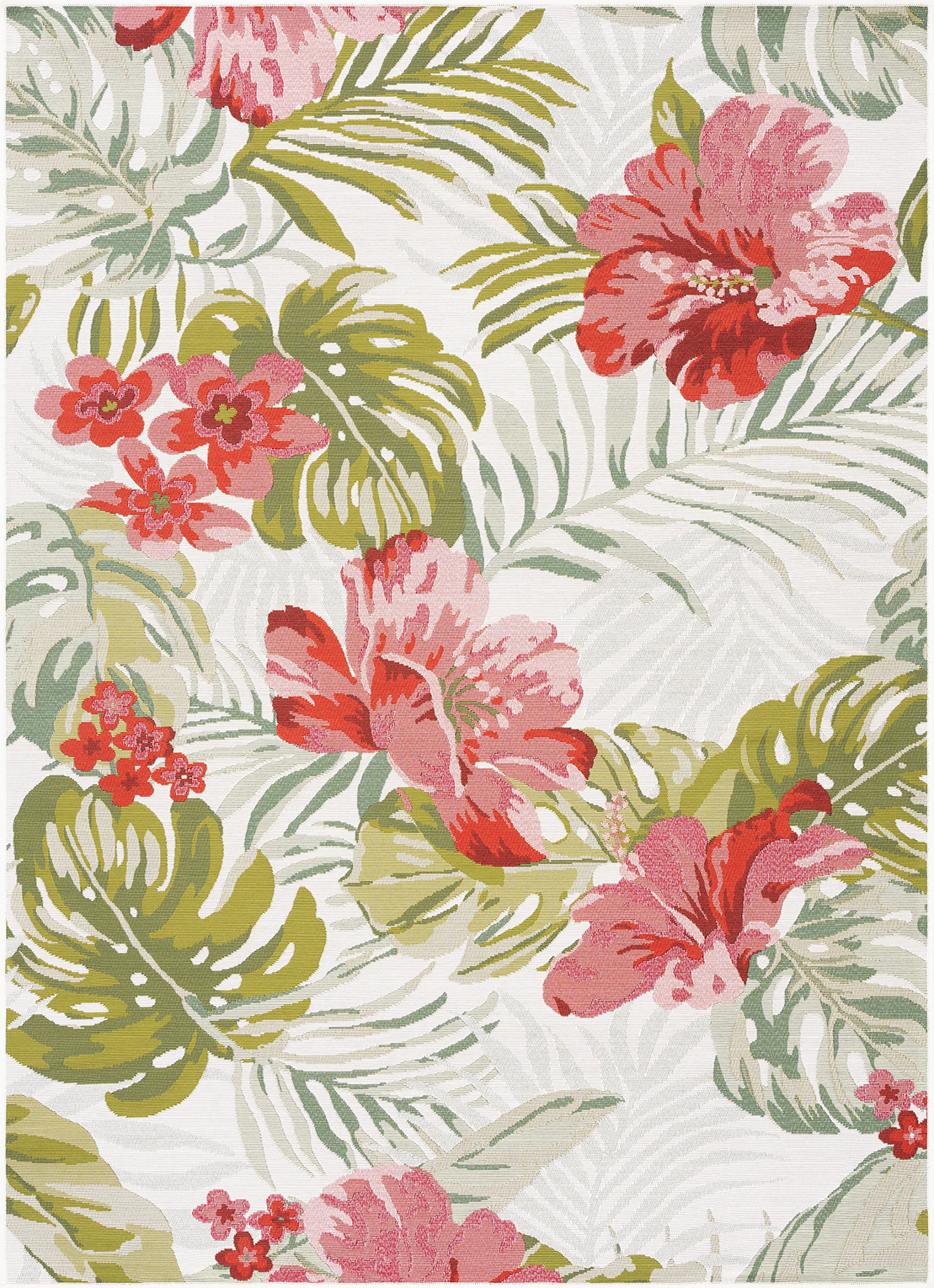 Stunning Transitional 9' x 12' Cream and Pink Polypropylene Outdoor Area Rug