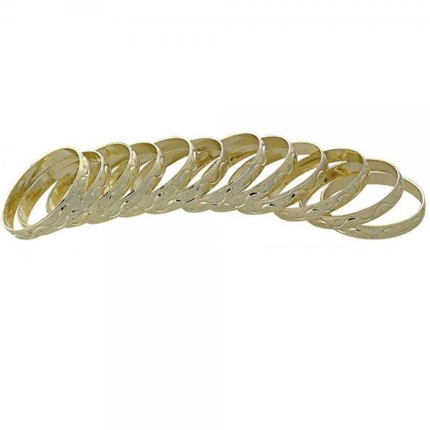 JoeytheJewelryNY 18k Gold Layered Real Gold-Filled Bangles Dozen 12pcs 6mm