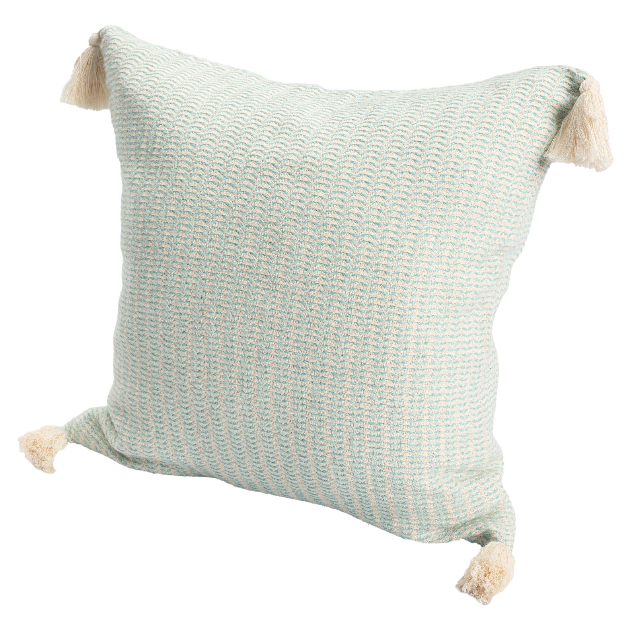 Ox Bay Brinley Light Turquoise Striped Ultra-Soft Turkish Cotton Adult Decorative Throw Pillow