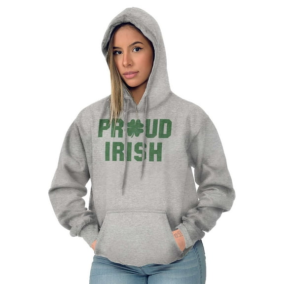 Proud Irish St Patrick's Day Shamrock Hoodie Sweatshirt Women Men Brisco Brands S