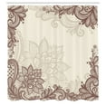thumbnail image 2 of Ambesonne Folk Art Shower Curtain, Ornamental Lacework, 69"Wx75"L, Eggshell and Pale Redwood, 2 of 4