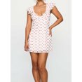 thumbnail image 3 of Argulvti Robe Courte à Pois pour Femme, Coupe Ajustée, Col en V, Manches Volantées, Mini-Robe Ligne A pour Quotidien, Fête, Boîte de Nuit, 3 of 6