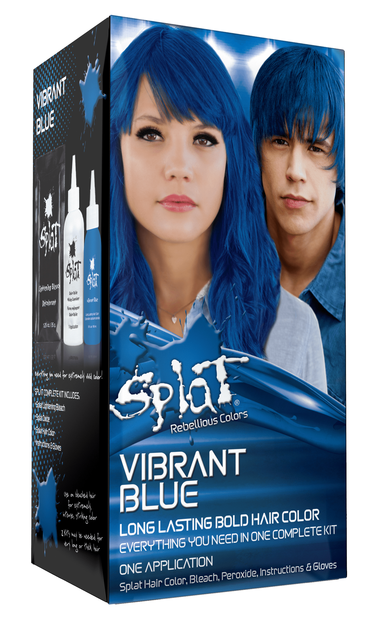 Splat Complete Kit, Vibrant Blue, Semi-Permanent Blue Hair Dye with Bleach  
