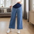 thumbnail image 5 of Bixock Women's Maternity Pants Jeans Over The Belly Support Stretch Pregnancy Denim Pant Loose Wide Leg Pants with Pockets Maternity Clothes, 5 of 6