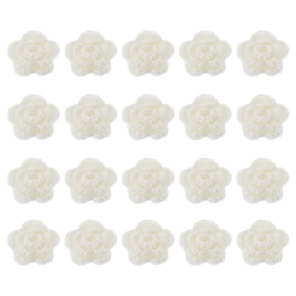 Uxcell 20 Pack Flower Sew on Patches, 50mm Handmade Crochet Flowers Floral Embroidered Appliques Embellishments for DIY Hair Hats Clothes Wedding Decor Craft, White